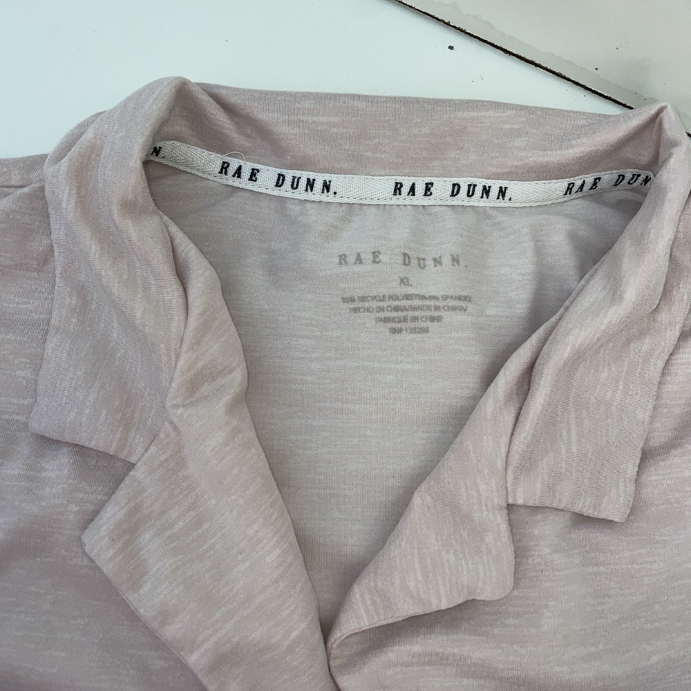 Rae Dunn Pajama Set Sz XL HEATHER PINK Short Sleeve Top Shorts Sleep Lounge - Picture 3 of 9